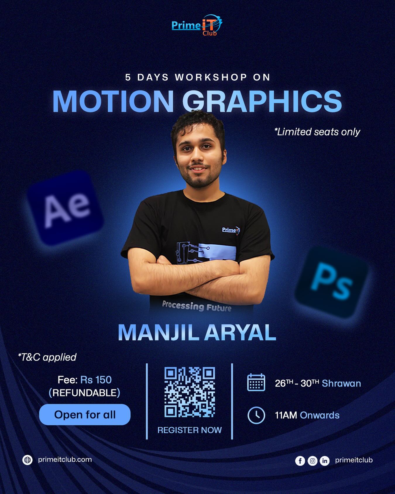 5 Days Workshop on Motion Graphics, Prime IT Club